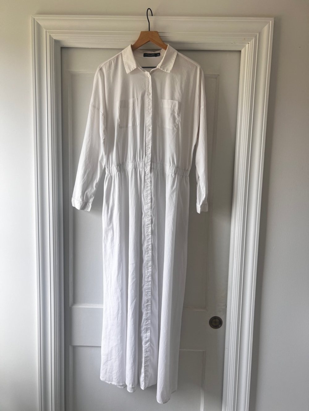 White Maxi Shirt Dress - Long sleeve Button-Down plus size